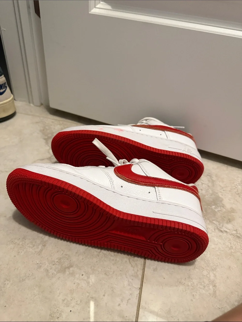 Nike Kids White Sneakers with Red Swoosh - Picture 7 of 7
